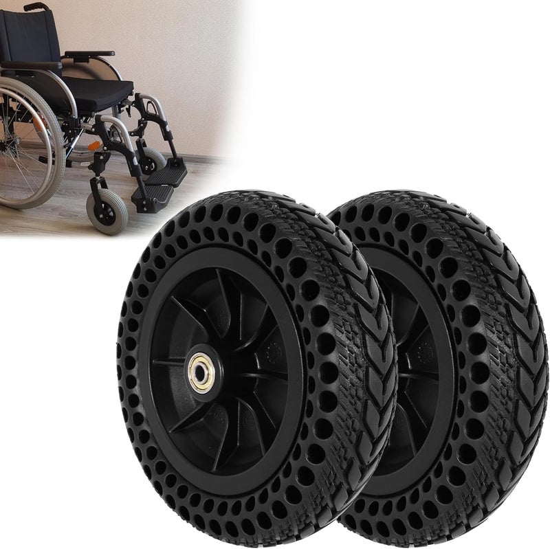 RUTU 8"x 2" Wheelchair Wheels Electric Wheelchair Front Wheel Replacement 8 Inch Solid Tire Wheel Assembly Suitable for Electric Wheelchair Replacement (One Pair) - Image 1